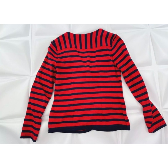Cabi Women Sz S Red Navy Nautical Striped Knit Blazer Jacket Gold Anchor Buttons - Picture 9 of 10